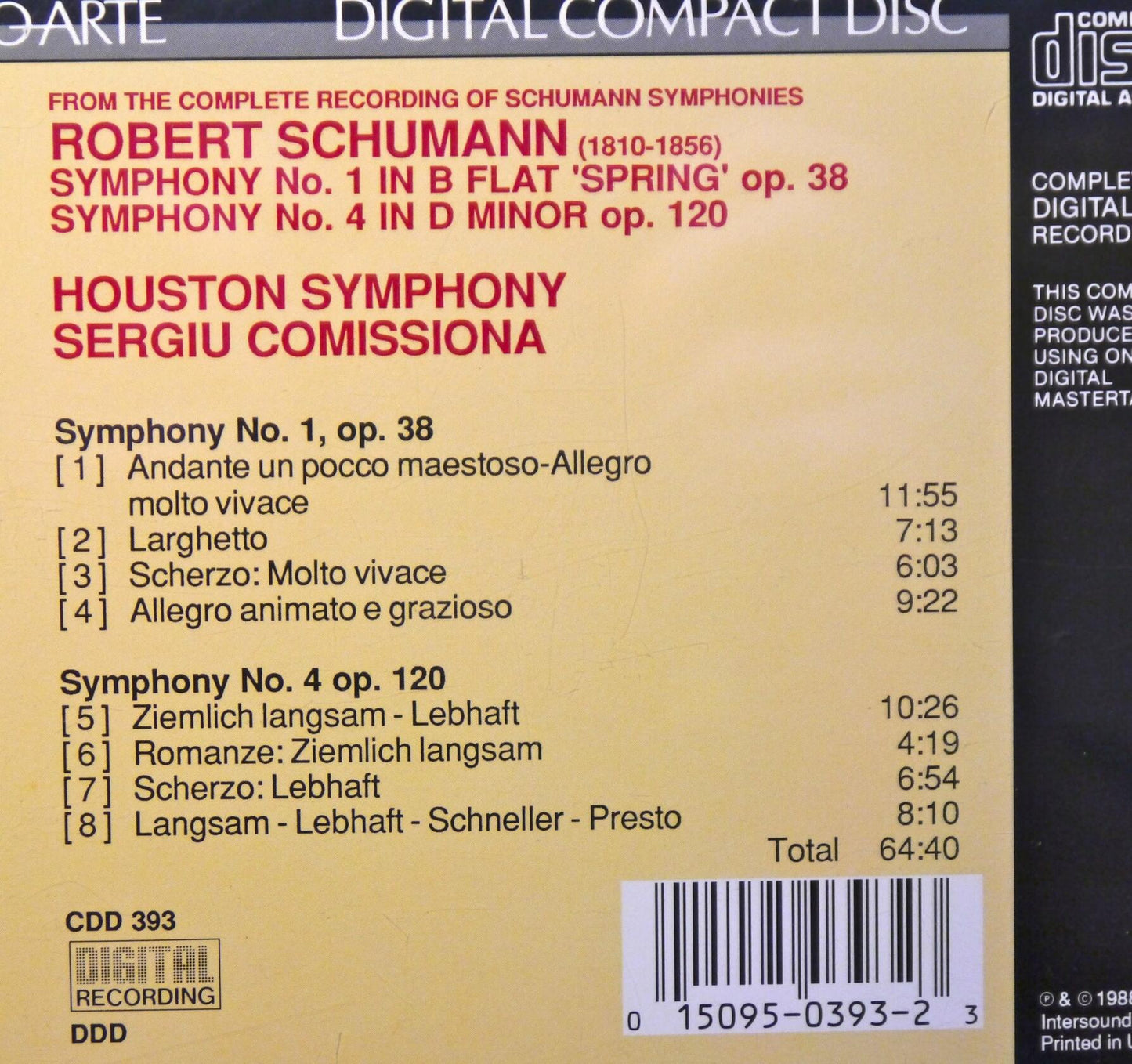 Symphonies 1 & 4 [Audio CD] Schumann - Very Good