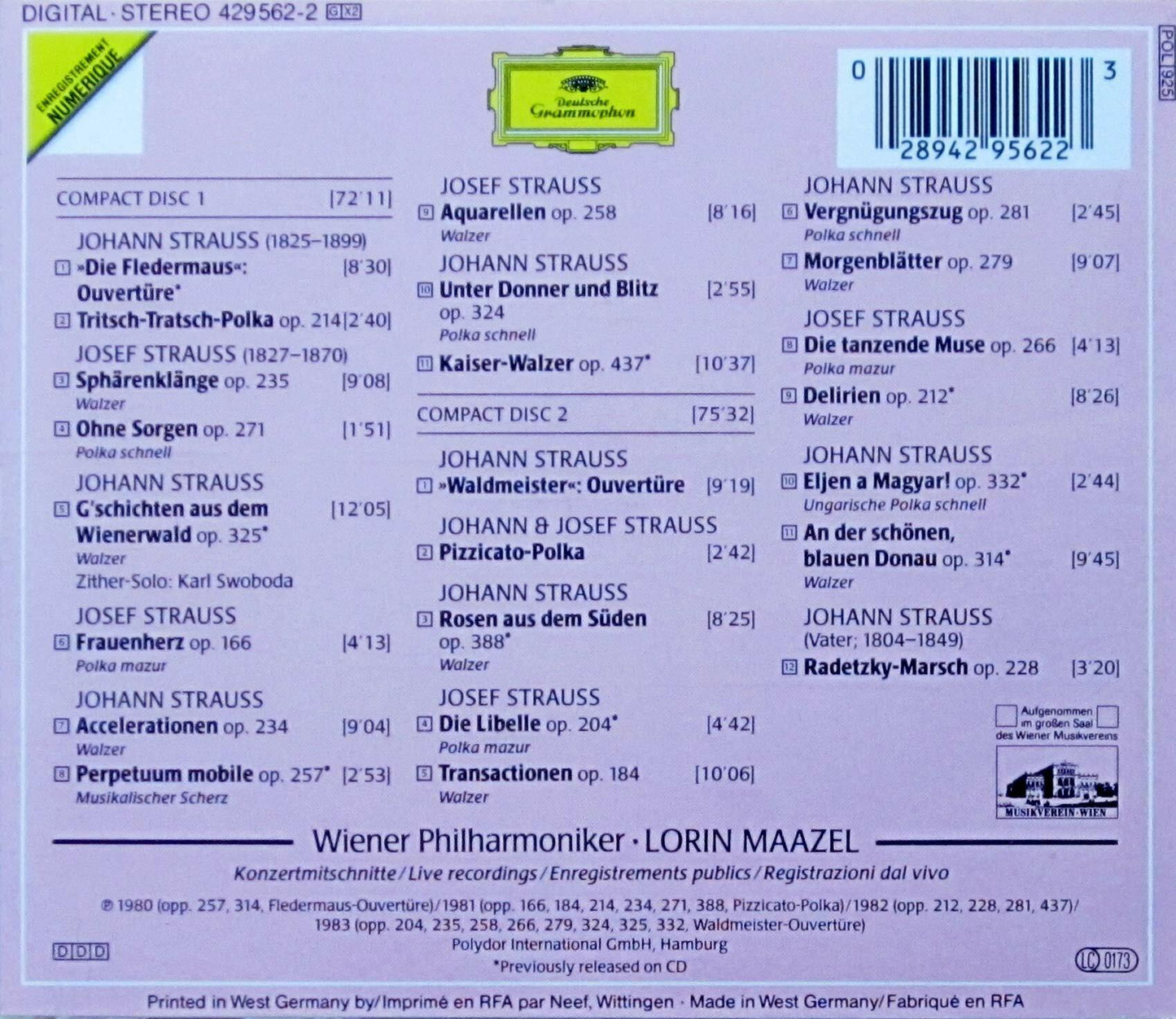 Best of New Years Concerts [Audio CD] Maazel and Vpo - Very Good