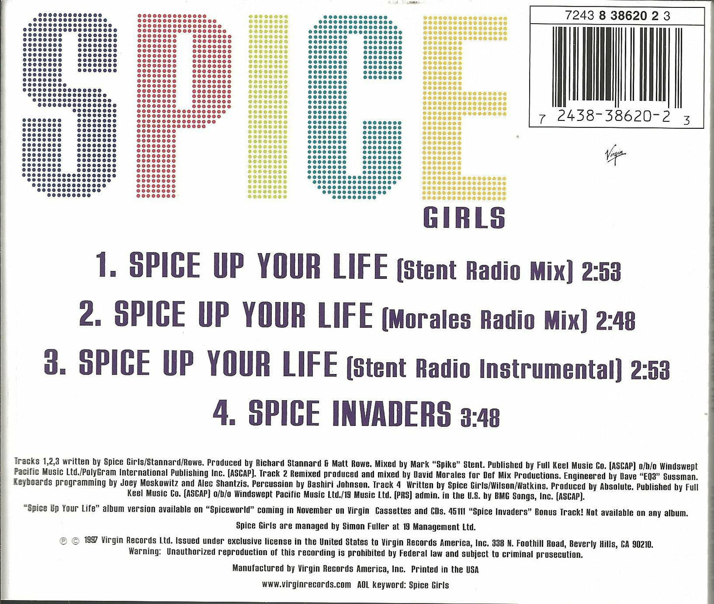 Spice Up Your Life / Space Invaders [Audio CD] - Acceptable