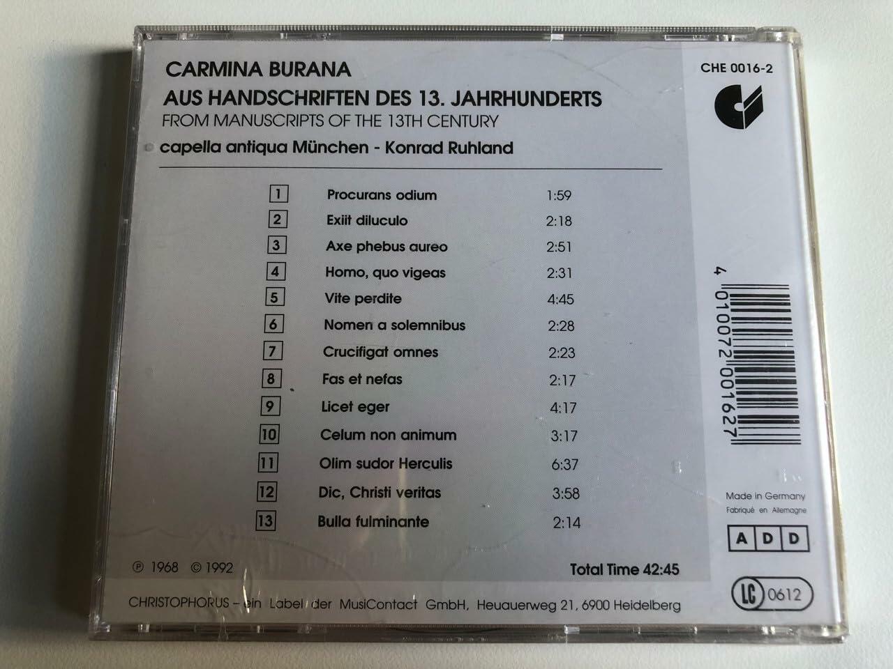 Carmina Burana-aus Handschrift [Audio CD]