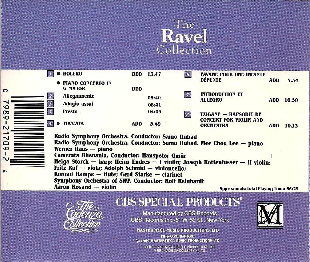 Ravel Collection [Audio CD] Ravel; Haas; Hubad; Gmur; Rosand and Reinhardt