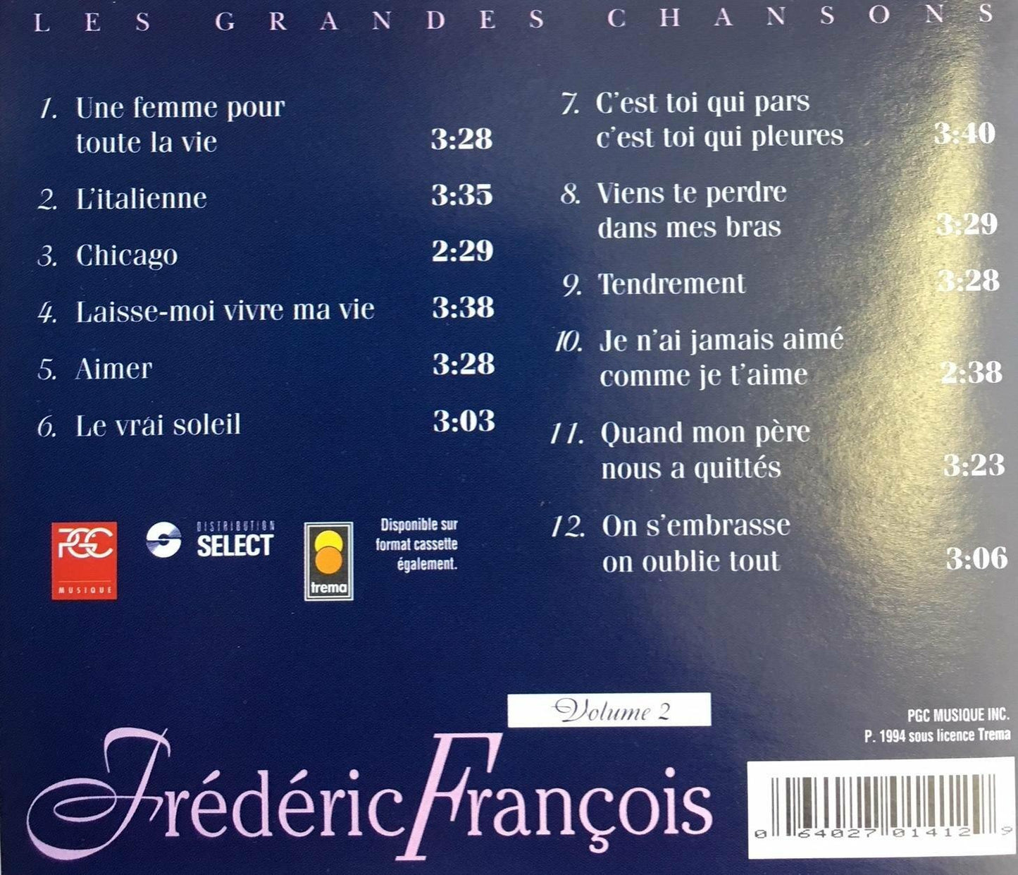 les grandes chansons - volume 2 [Audio CD] Frederic francois