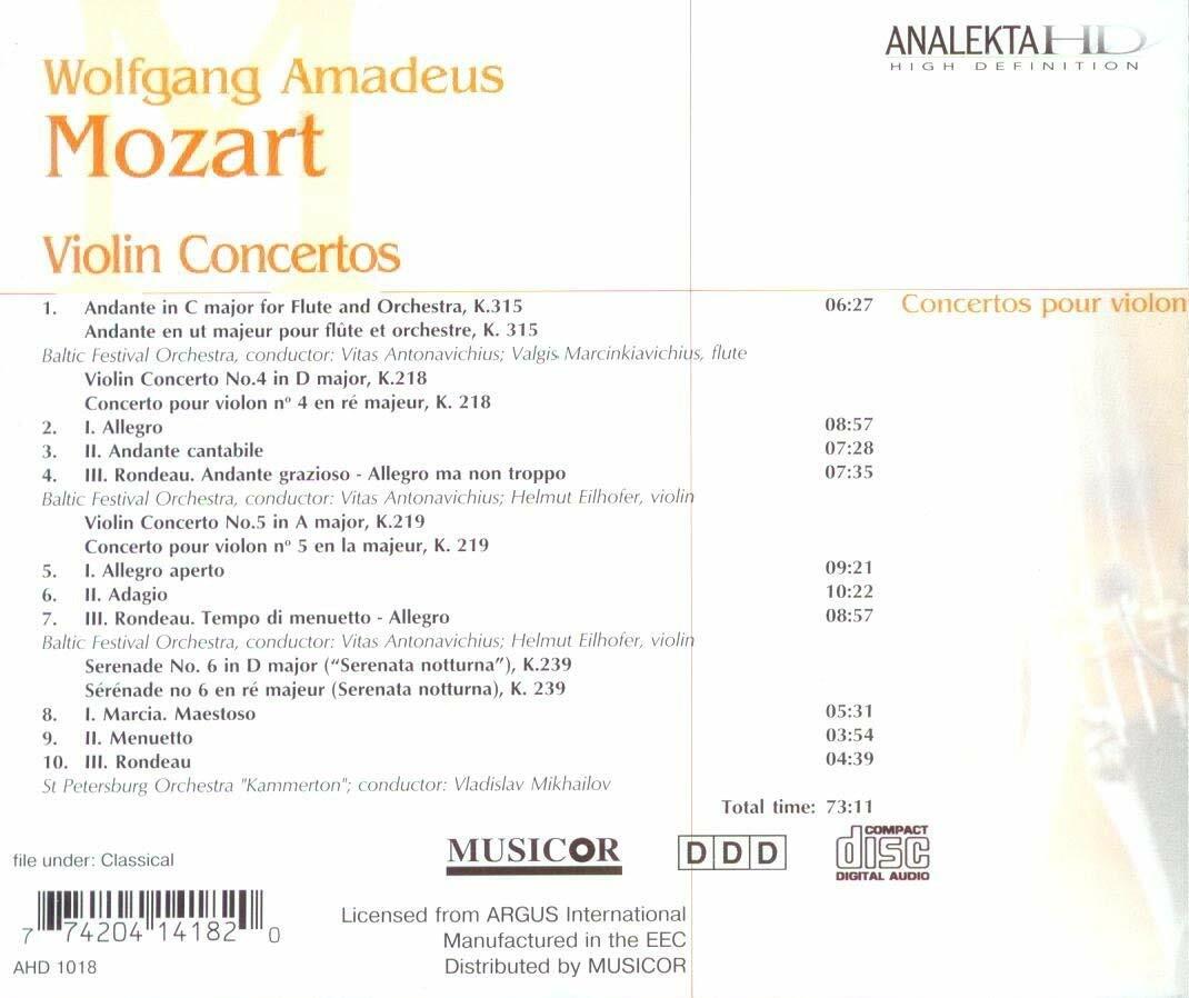Mozart: Violin Concertos N/A - Very Good