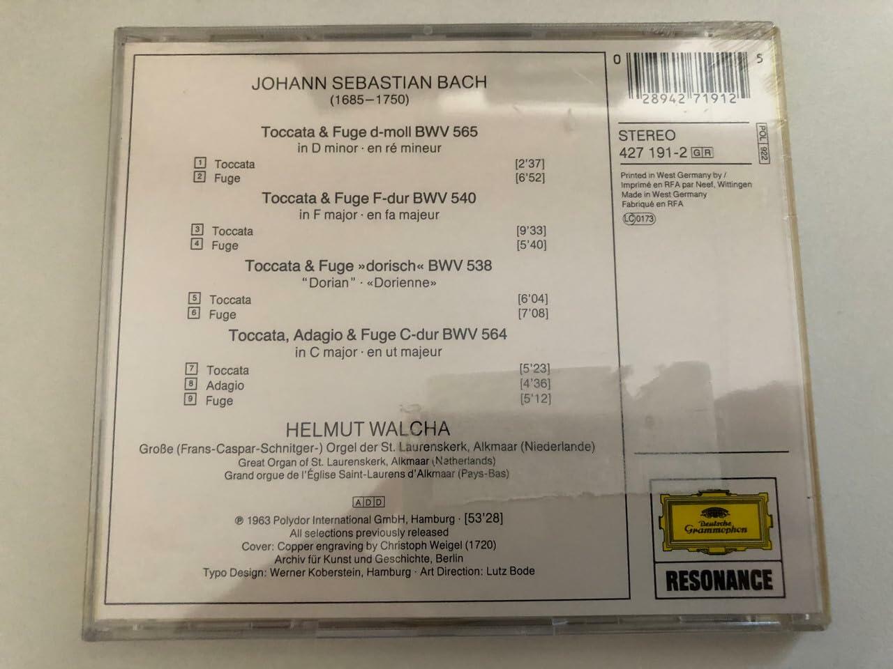 Toccata & Fugue [Audio CD] Bach and Walcha - Very Good