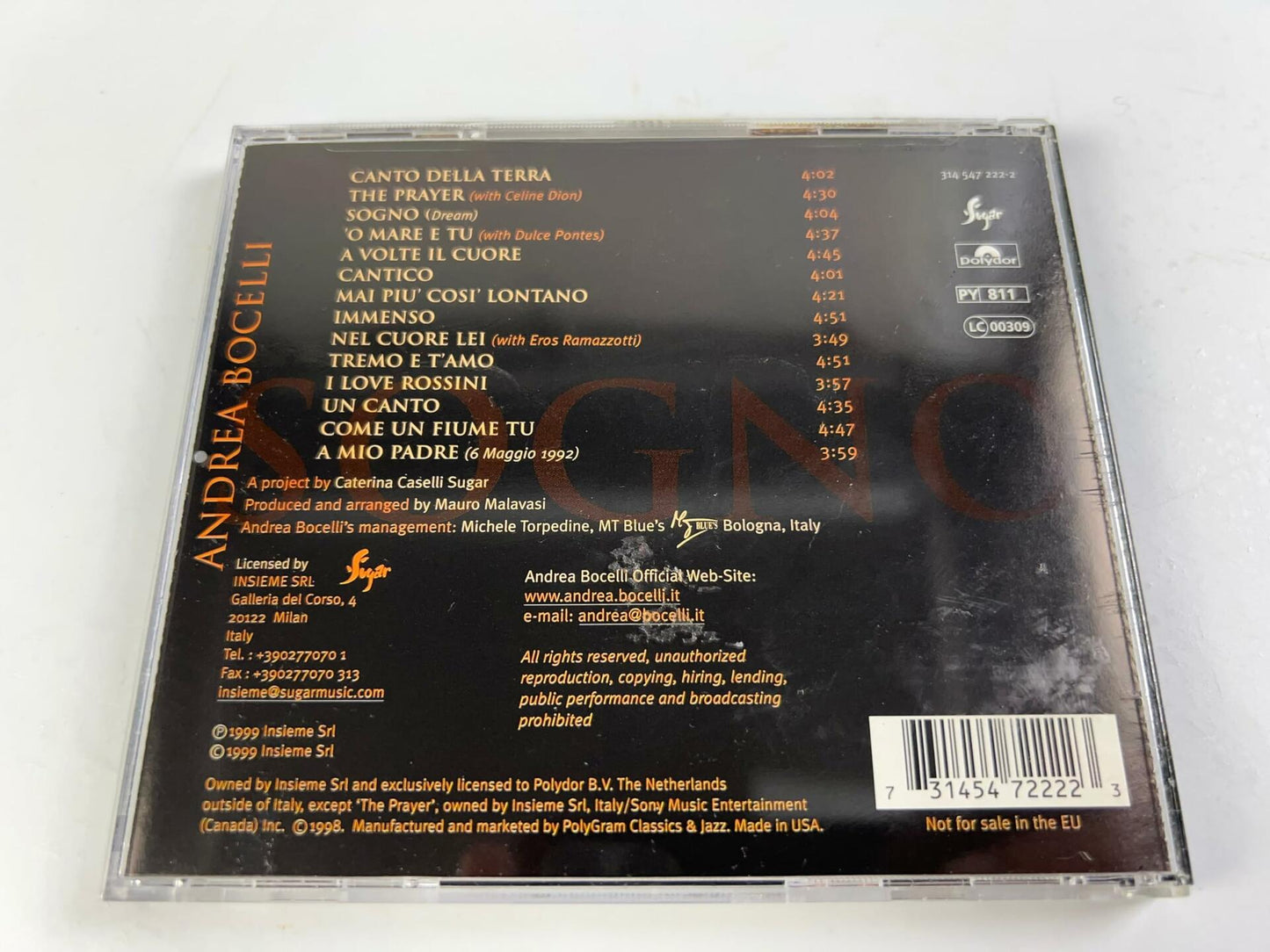 Sogno [Audio CD] Andrea Bocelli and VARIOUS ARTISTS - Very Good