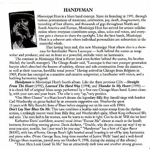 Handyman [Audio CD] Mississippi Heat - Very Good