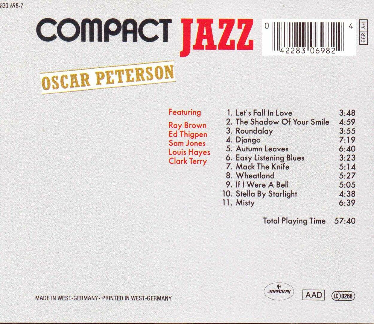 Compact Jazz [Audio CD] Peterson, Oscar
