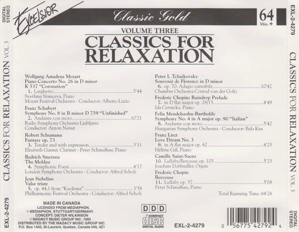 Excelsior: Classics For Relaxat [Audio CD] - Very Good