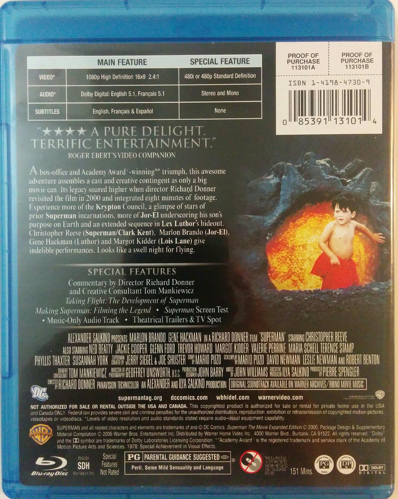 Superman: The Movie [Blu-ray] - Very Good