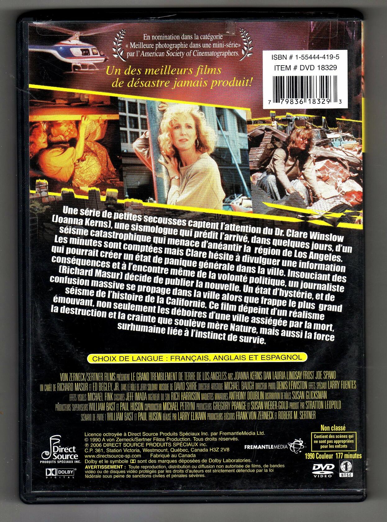Le grand tremblement de terre de Los Angeles (Bilingual) [DVD] - Very Good