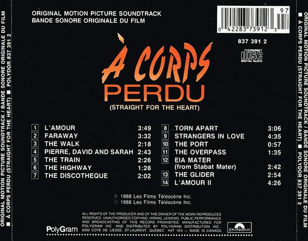 A corps perdu - (straight for the heart) ost - 1988 [Audio CD] OSVALDO MONTES - Very Good