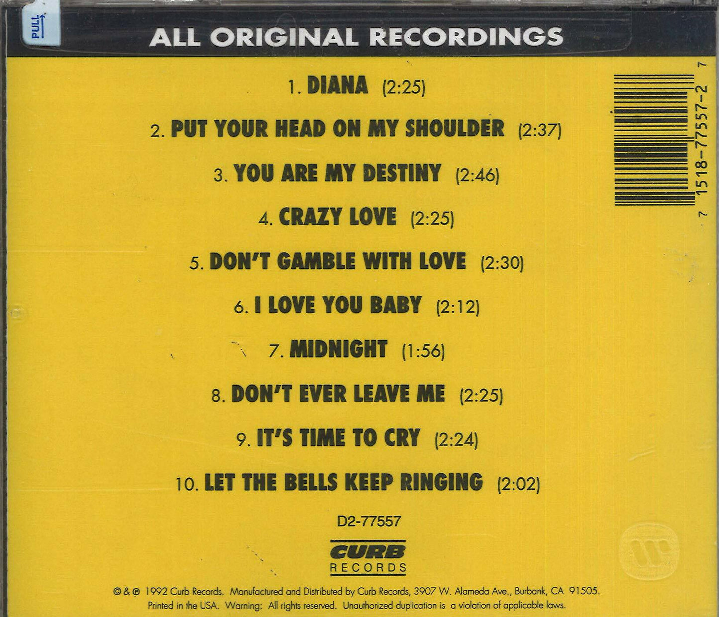 His Big Ten Vol #1 [Audio CD] Paul Anka - Very Good
