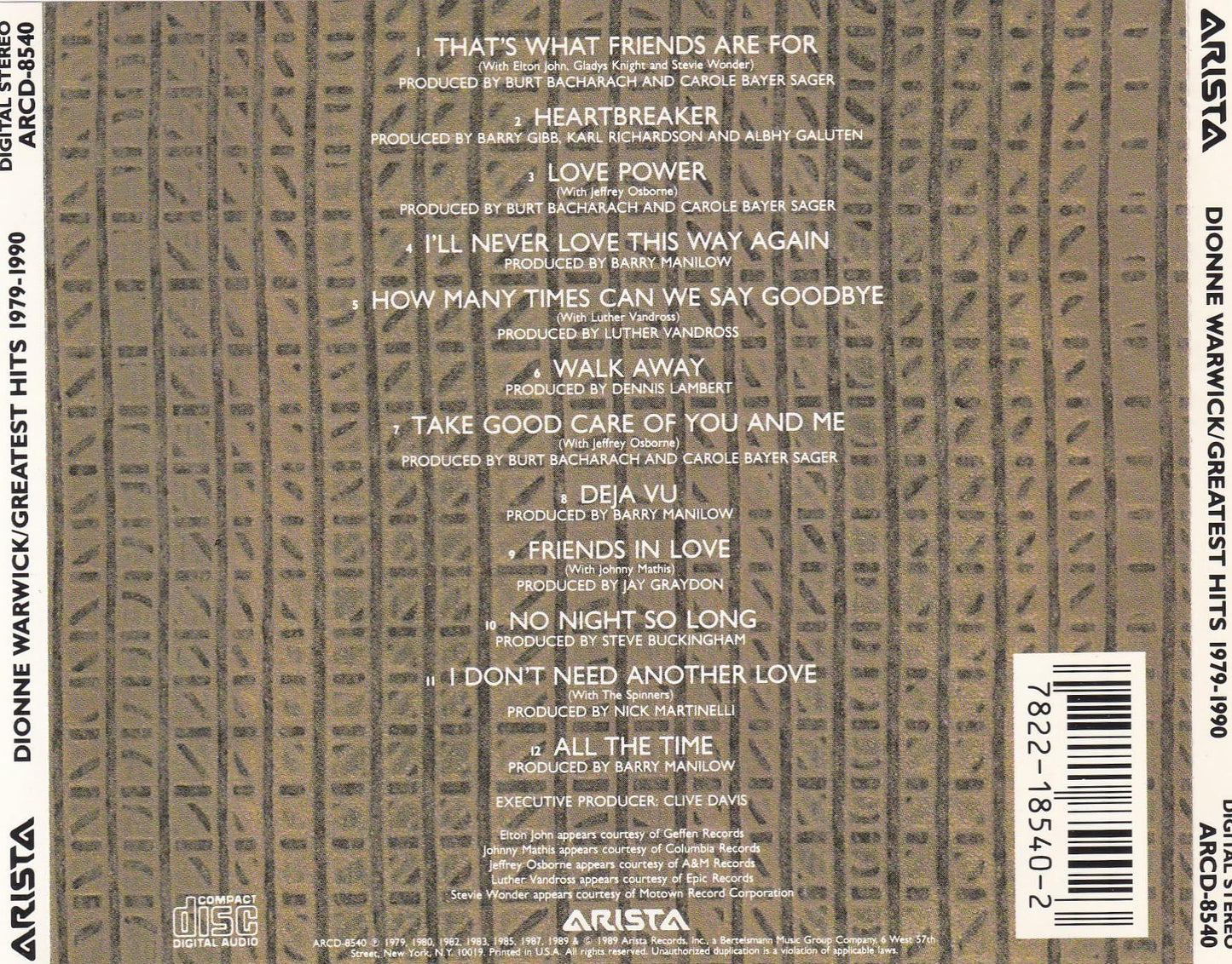 Dionne Warwick Greatest Hits (1979-1990) [Audio CD] - Very Good