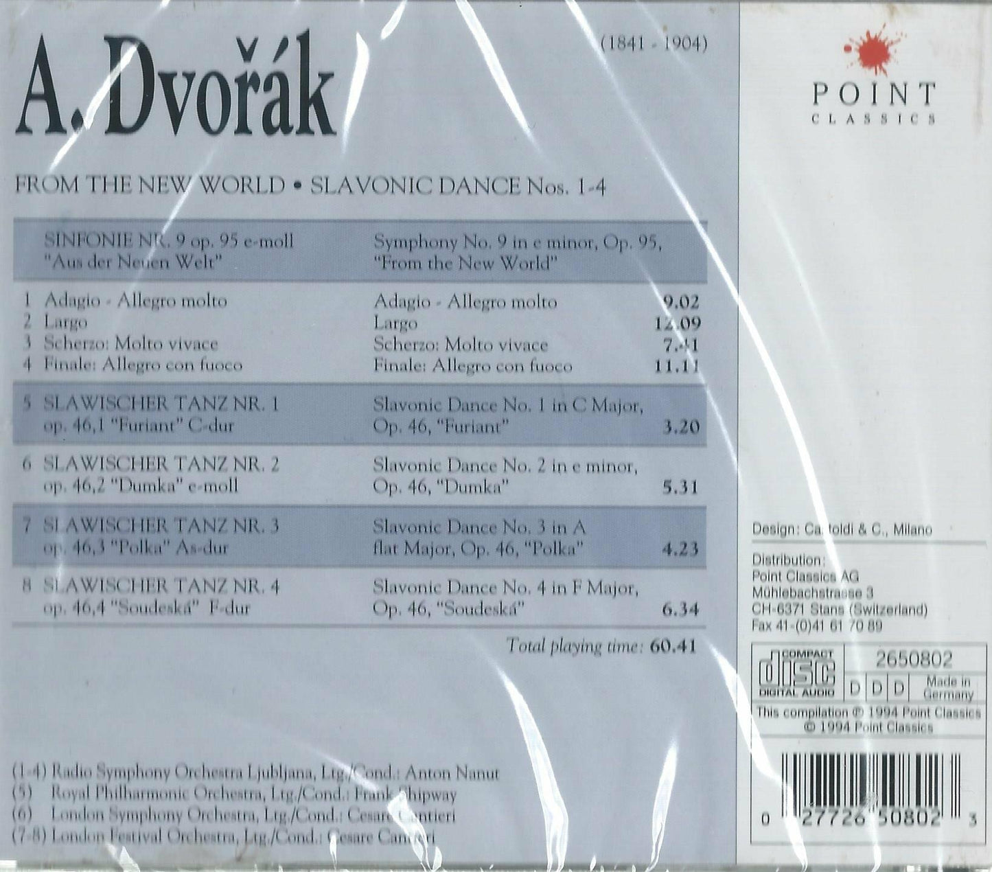 A Dvorak: From the New World- Slavonic Dance Nos. 1-4 [Audio CD] - Very Good
