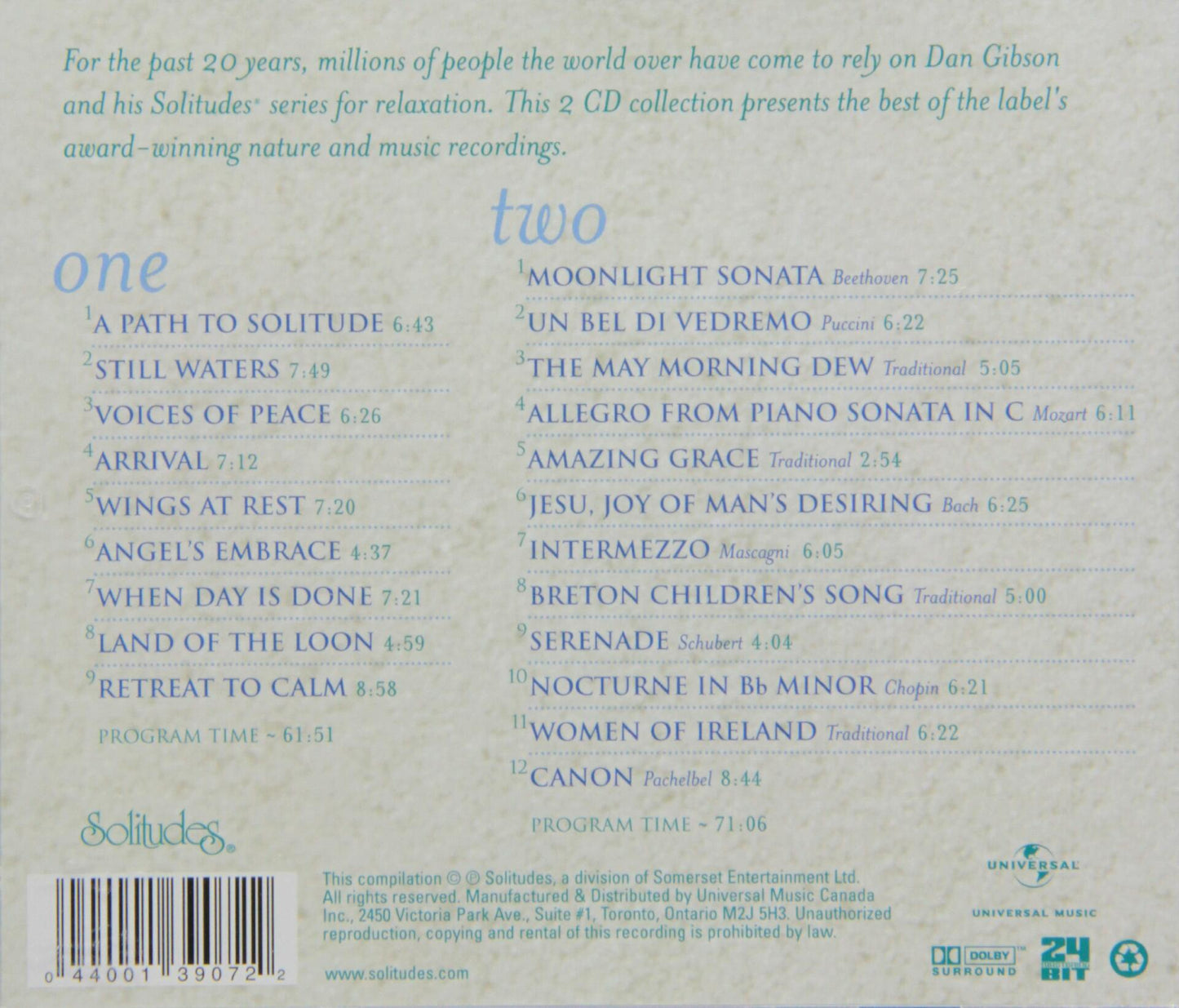 GIBSON;DAN [Audio CD] GIBSON;DAN (SOLITUDES) - Very Good