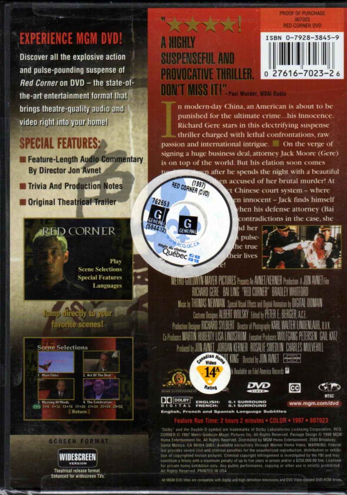 Red Corner (Widescreen) (Bilingual) [DVD] - Very Good