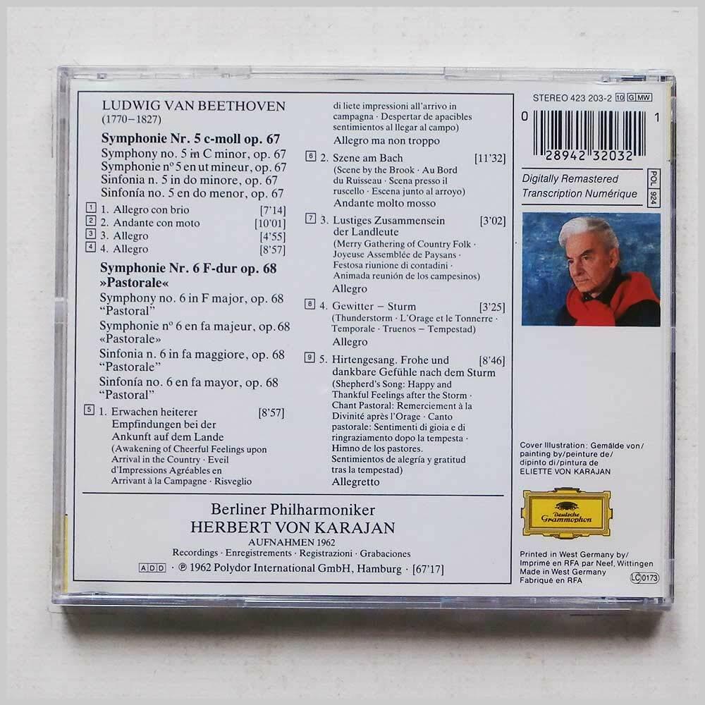 Symphonies 5 & 6 [Audio CD] Beethoven; Karajan and Bpo - Very Good